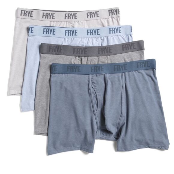 FRYE S Blue Gray Fly Front Bamboo Blend Boxer Briefs Pack of 4 - Picture 1 of 6